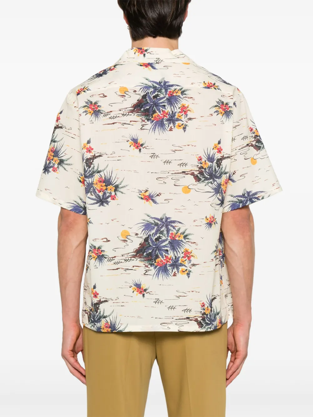 Prada T-shirt met zonsondergangprint Beige