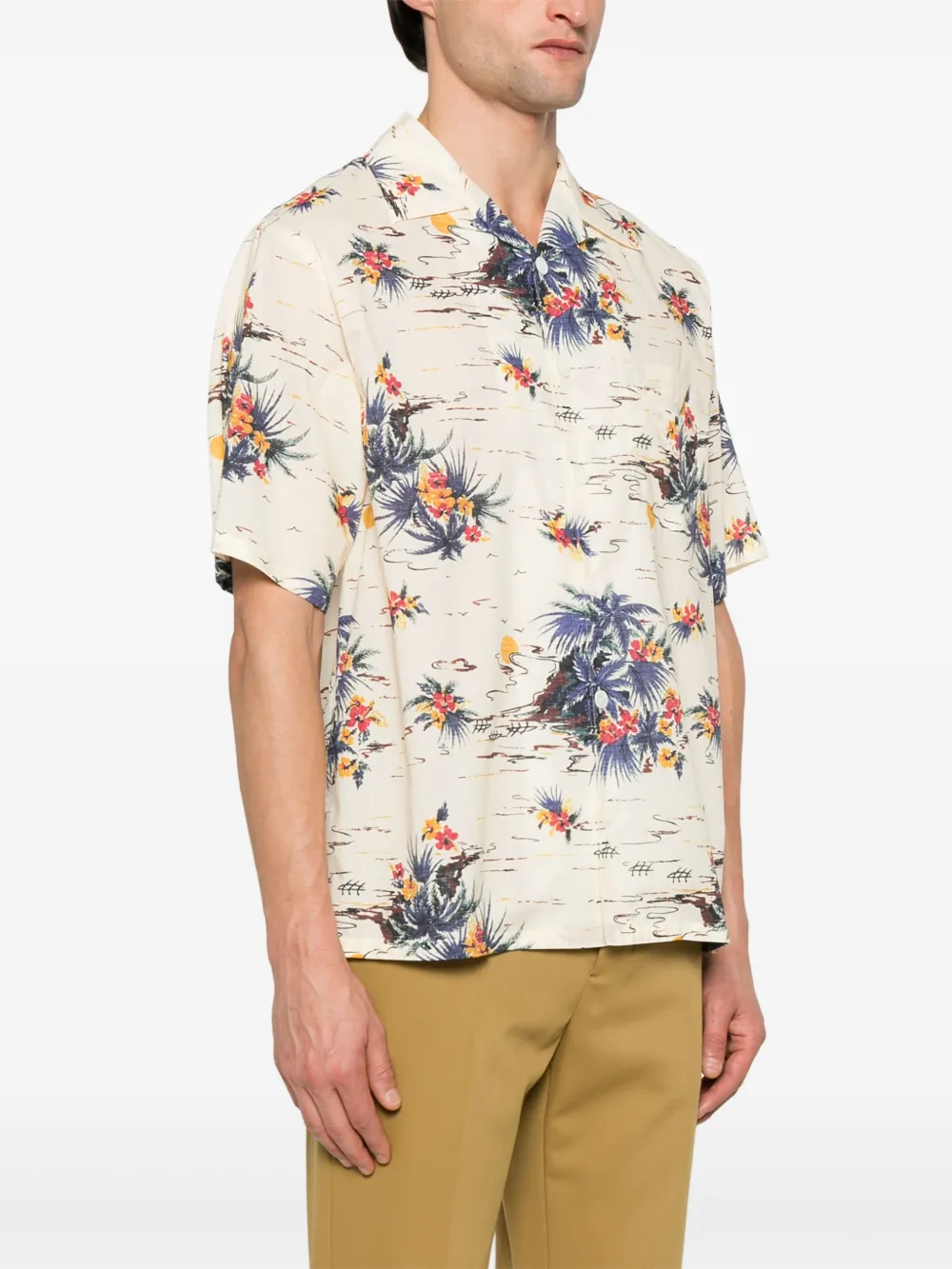 Prada T-shirt met zonsondergangprint Beige