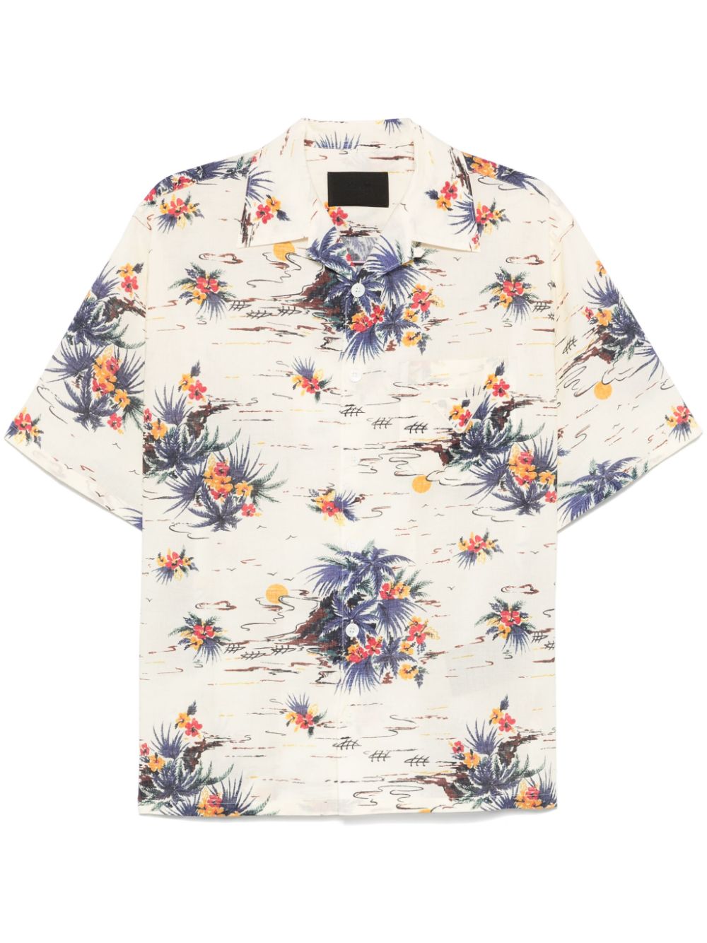 Prada T-shirt met zonsondergangprint Beige