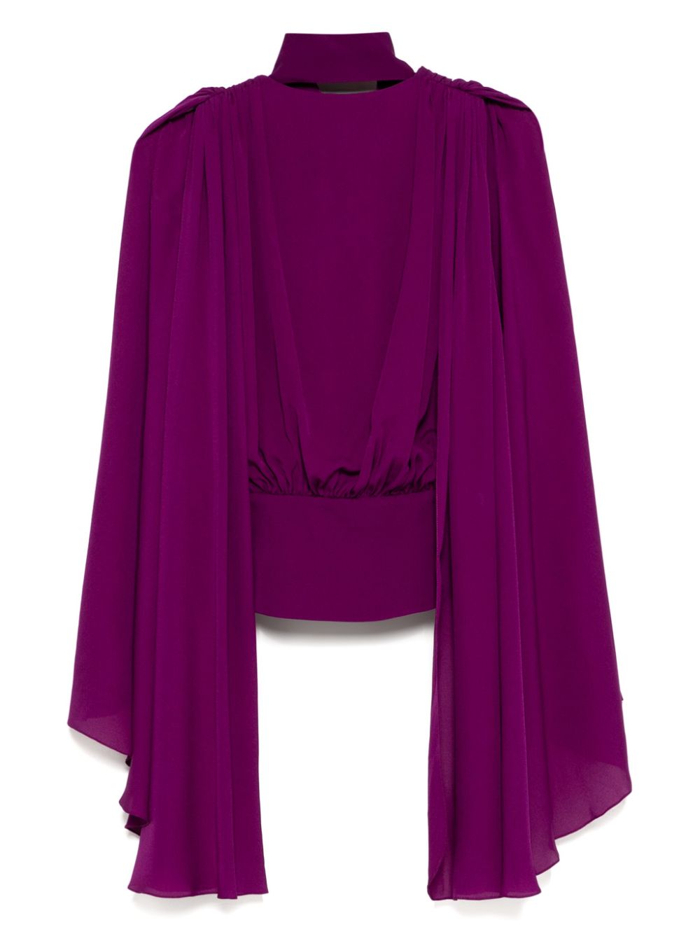 Elie Saab V plunge cape sleeves top - Paars