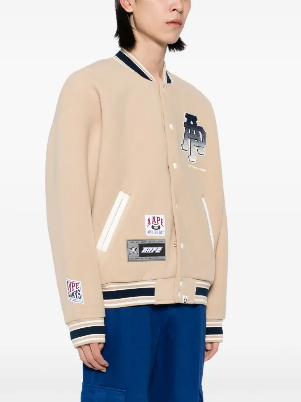 AAPE BY *A BATHING APE® Logo Varsity Jacket | Neutrals | FARFETCH RO