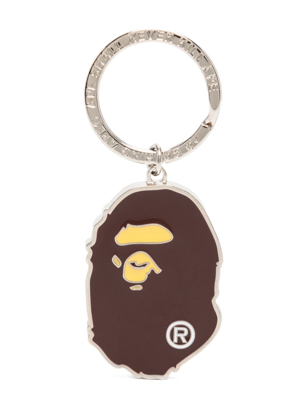 A BATHING APE Sleutelhanger met apenkop Bruin