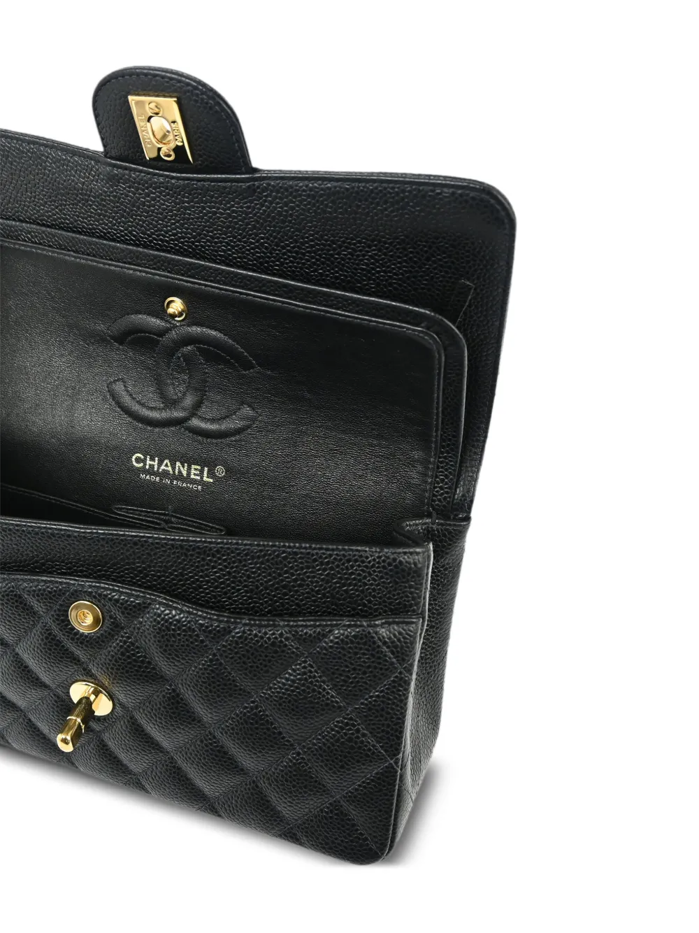 Pre-owned Chanel 2005 Small Classic Double Flap Shoulder Bag In Black
