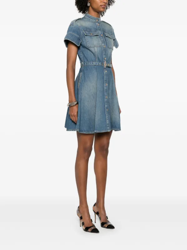 Alexander McQueen Denim Mini Dress | Blue | FARFETCH