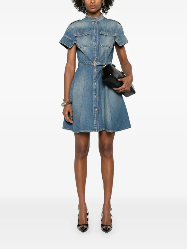 Alexander McQueen Denim Mini Dress | Blue | FARFETCH
