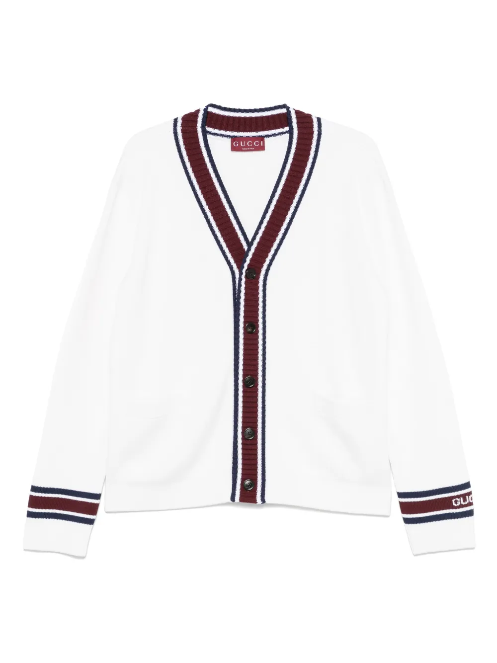 Gucci インターシャ ウールカーディガン - ホワイト Gucci インターシャ ウールカーディガン - ホワイト