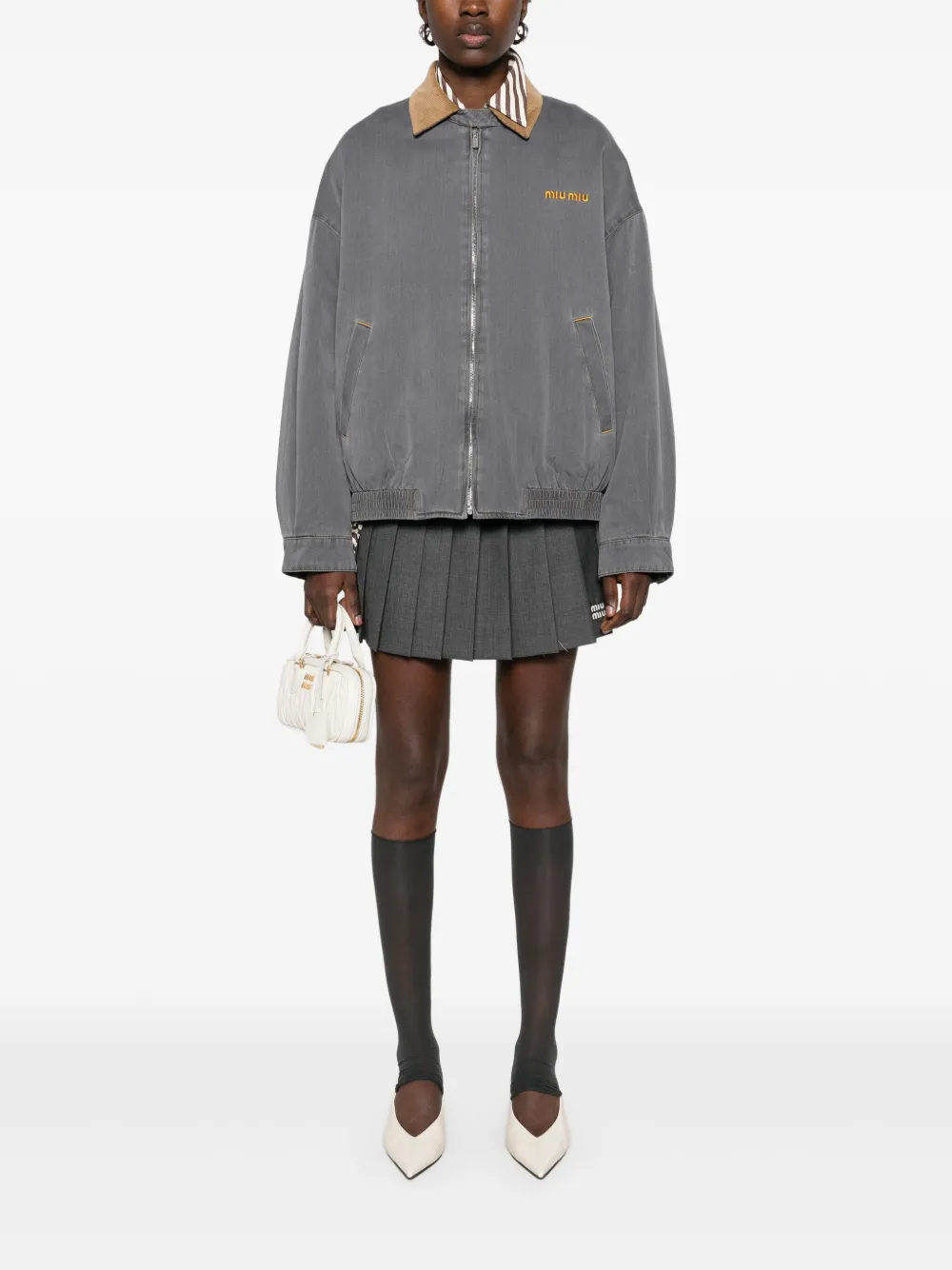 Miu Miu pleated mini skirt - Grijs