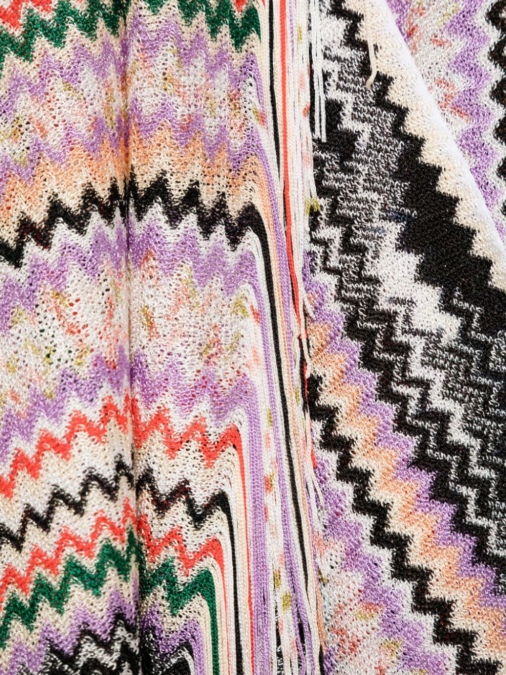 Missoni fringed zig zag scarf - Zwart