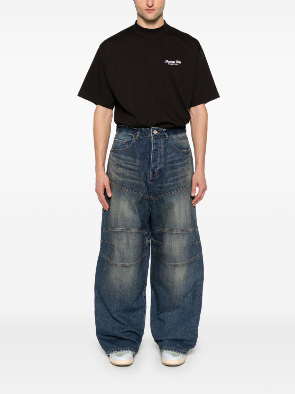 Balenciaga logo-patch jeans - Blauw