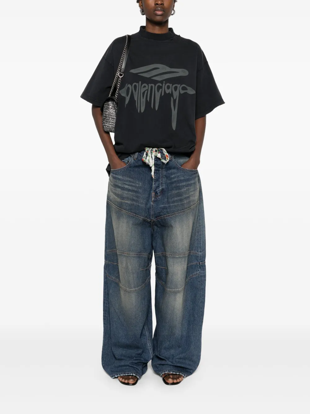 Balenciaga 3d Liquified Effect Cotton T-shirt In Black