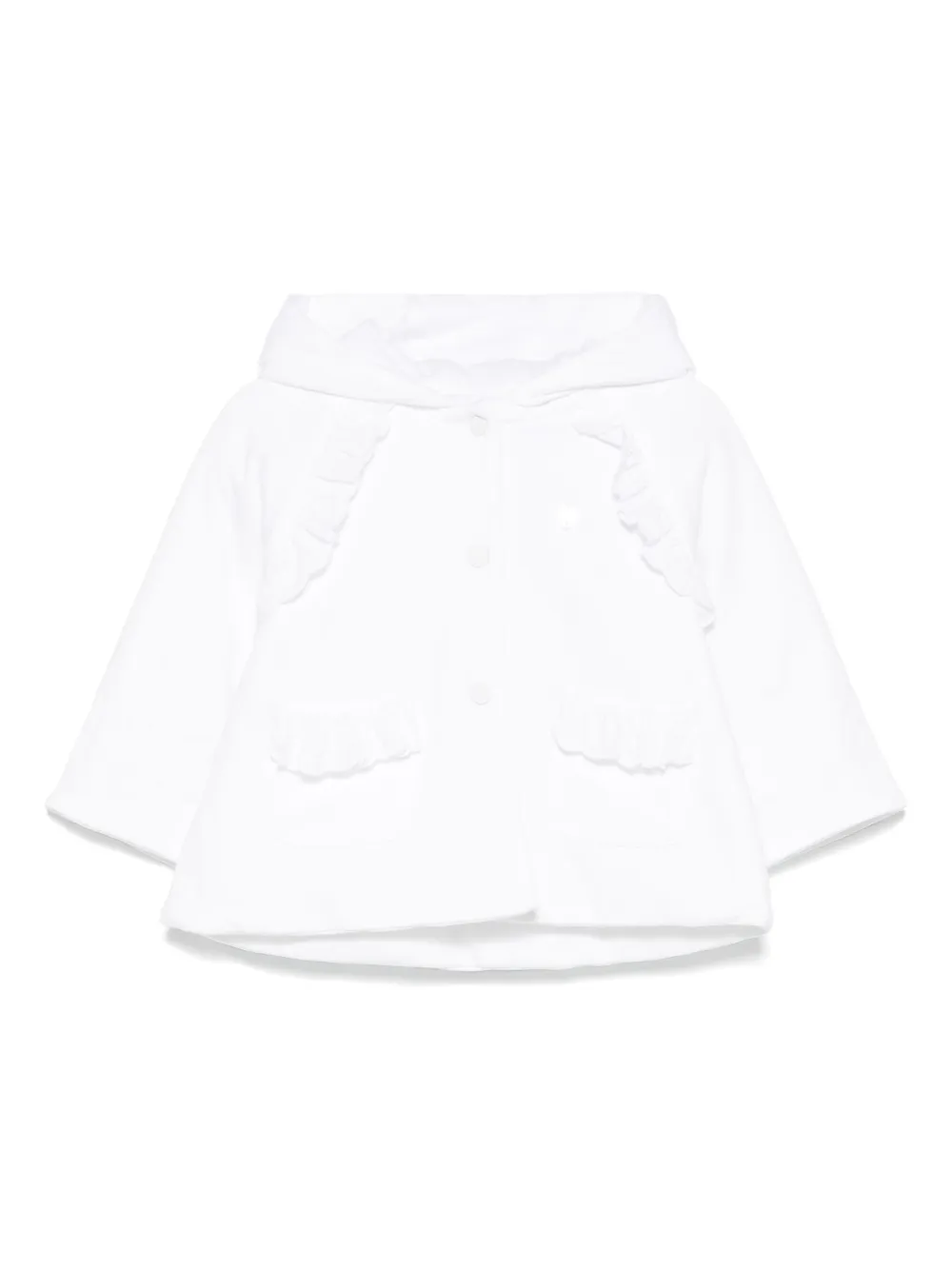 Shop Patachou Ruffle-trim Coat In White