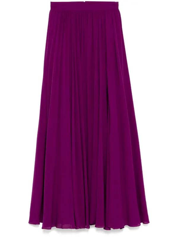 Elie Saab Silk Maxi Skirt in Purple