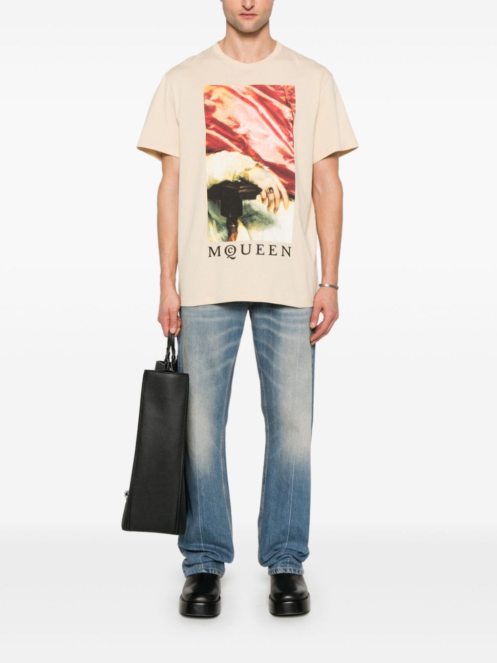 Alexander McQueen painting-print T-shirt - Beige