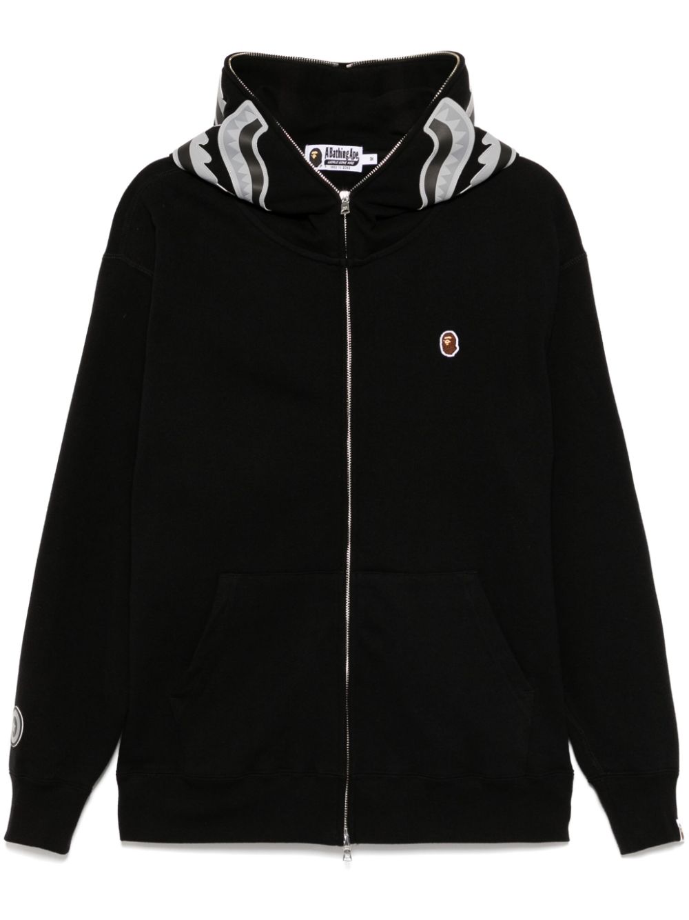 A BATHING APE Asymmetrische hoodie met rits en apekop Zwart