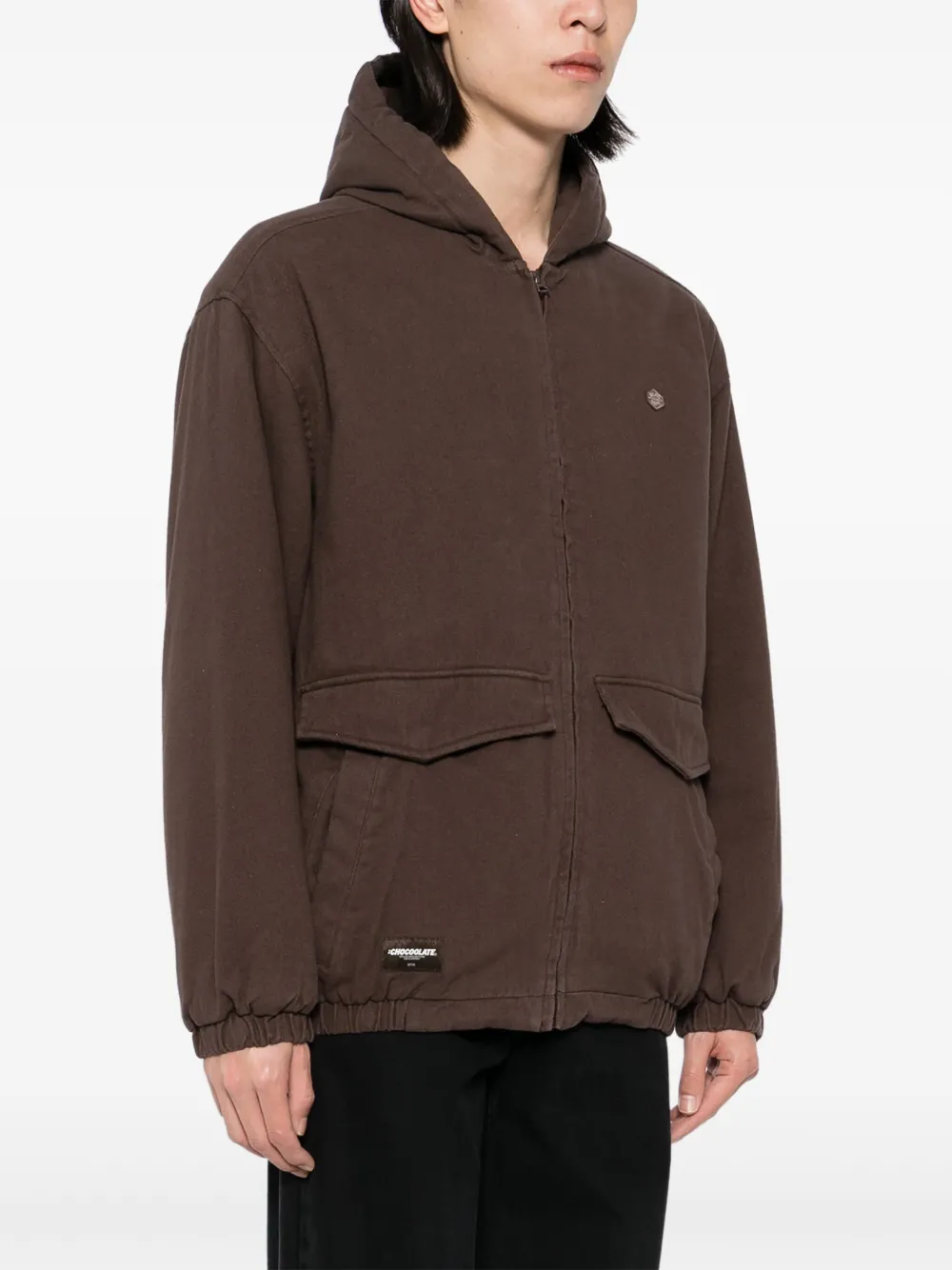CHOCOOLATE Jack met capuchon en logopatch Bruin