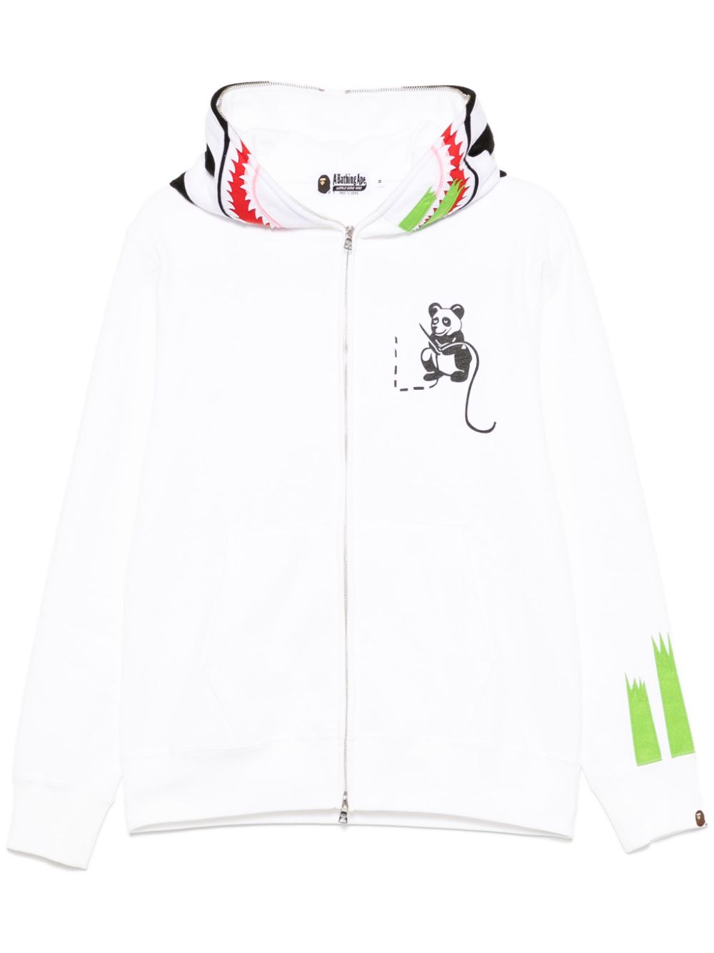 A BATHING APE Panda hoodie met rits Wit