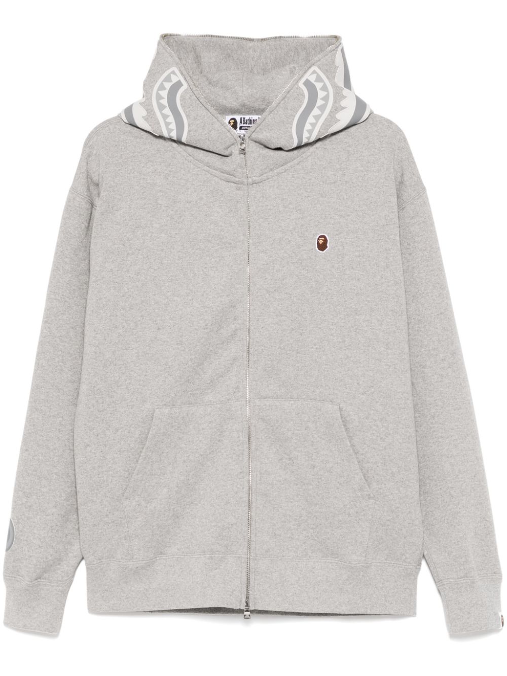 A BATHING APE Asymmetrische hoodie met rits en apekop Grijs