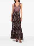 Aidan Mattox floral-embroidered satin dress - Brown