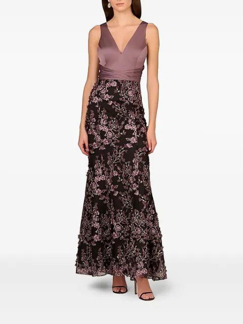 Aidan Mattox floral-embroidered satin dress