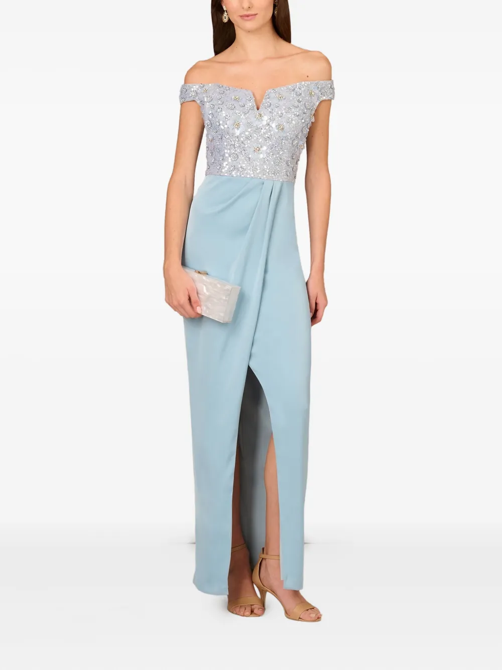 Aidan Mattox Off-shoulder jurk - Blauw