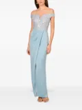 Aidan Mattox sequin-embellished off-shoulder dress - Blue