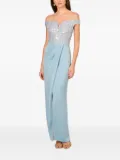 Aidan Mattox sequin-embellished off-shoulder dress - Blue