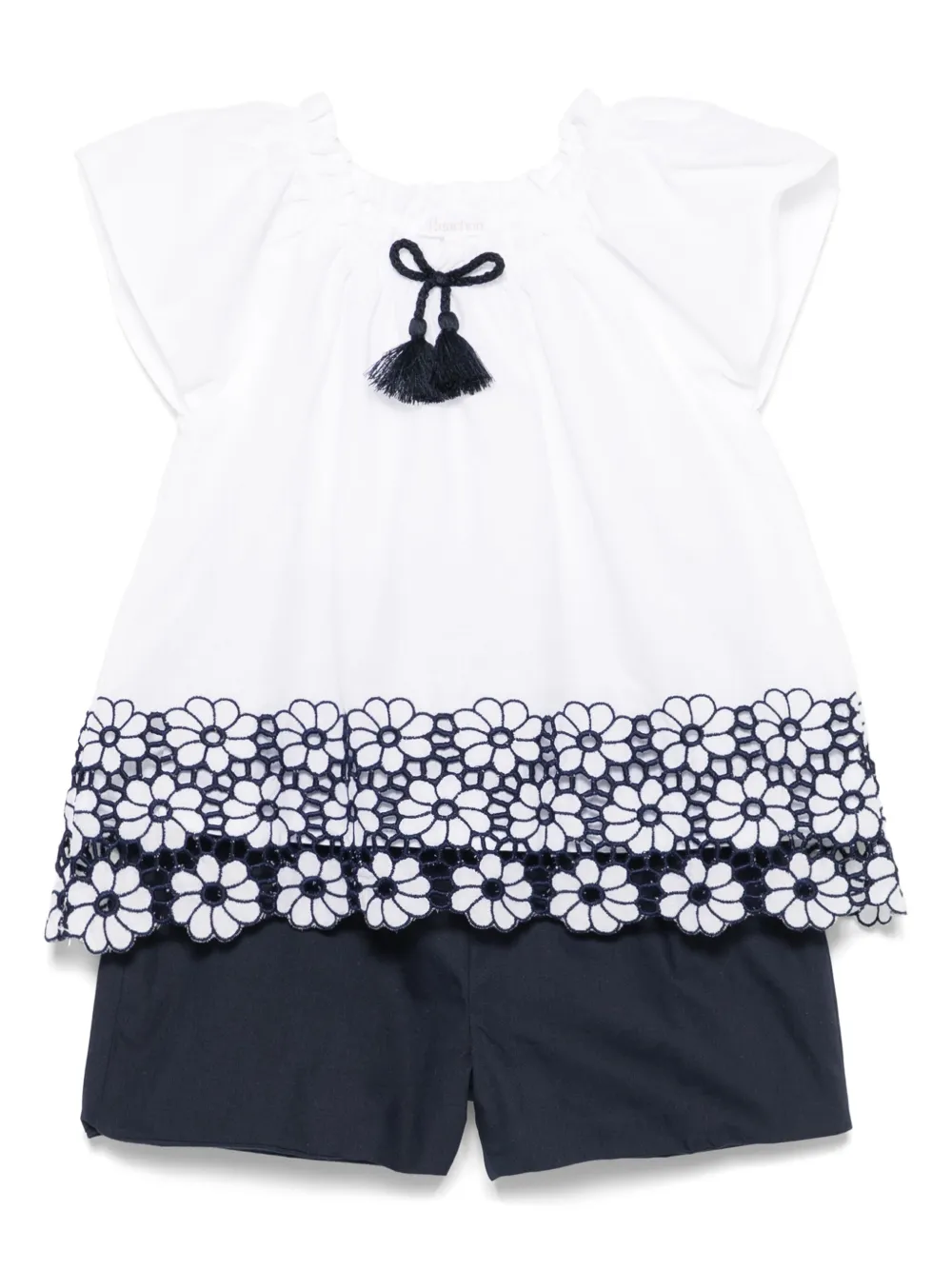 Patachou ensemble blouse-short à fleurs brodées | blanc | Image 1