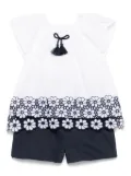 Patachou floral-embroidered blouse and shorts set - White
