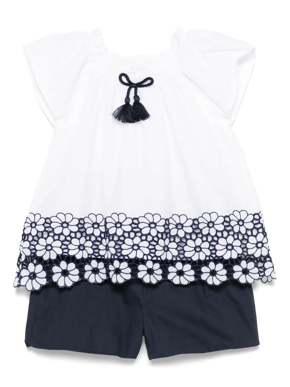 Patachou ensemble blouse-short à fleurs brodées | blanc | Image 1