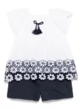 Patachou floral-embroidered blouse and shorts set - White