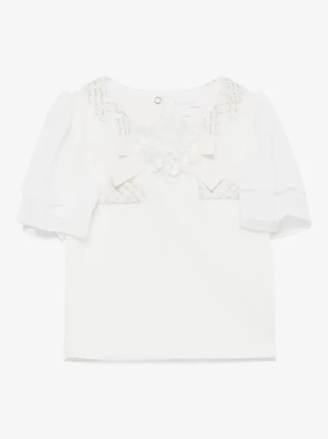 Patachou floral-appliqué blouse