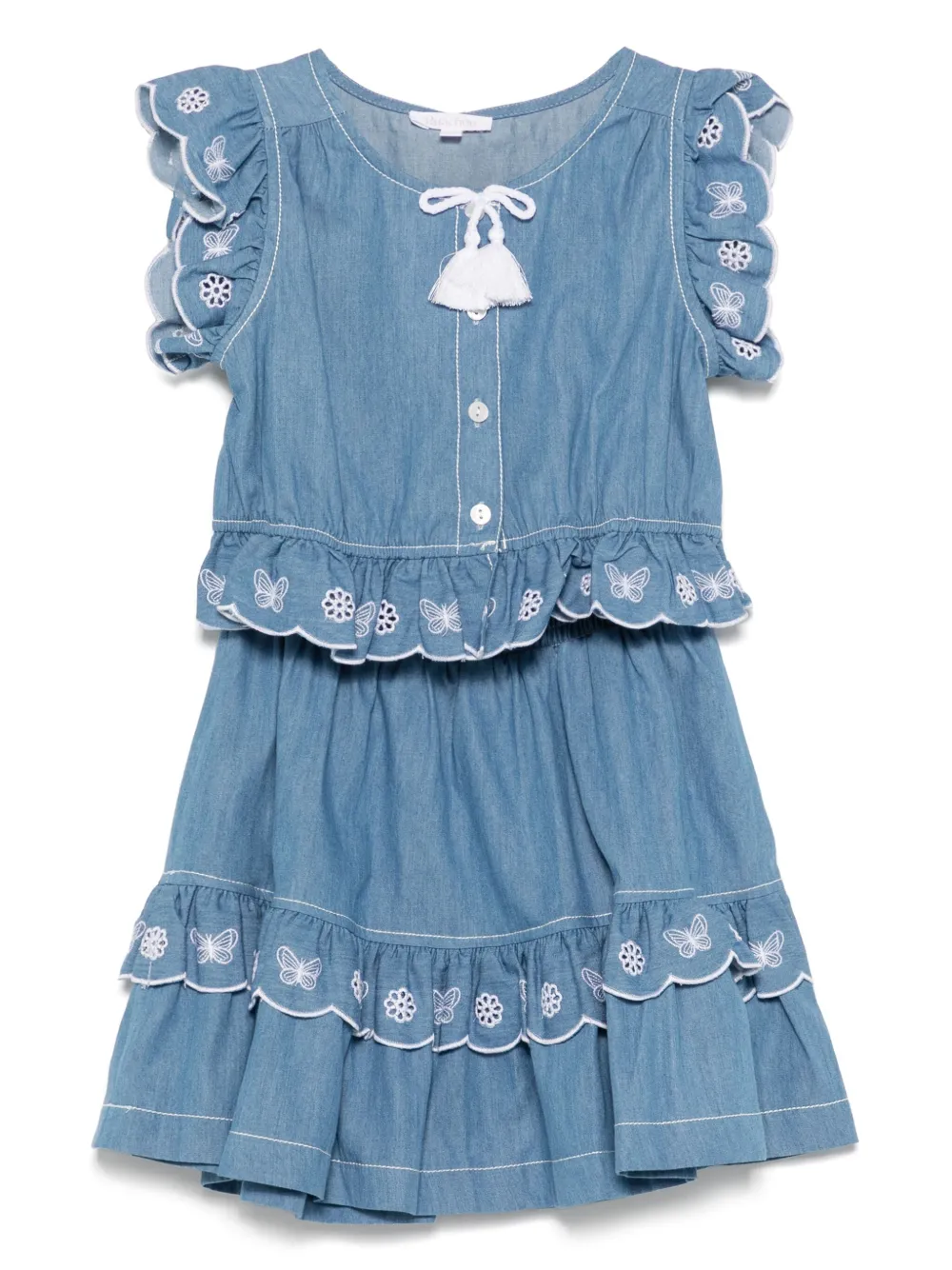 Patachou Rok en blouse met borduurwerk Blauw