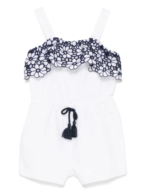 Patachou floral-embroidered playsuit