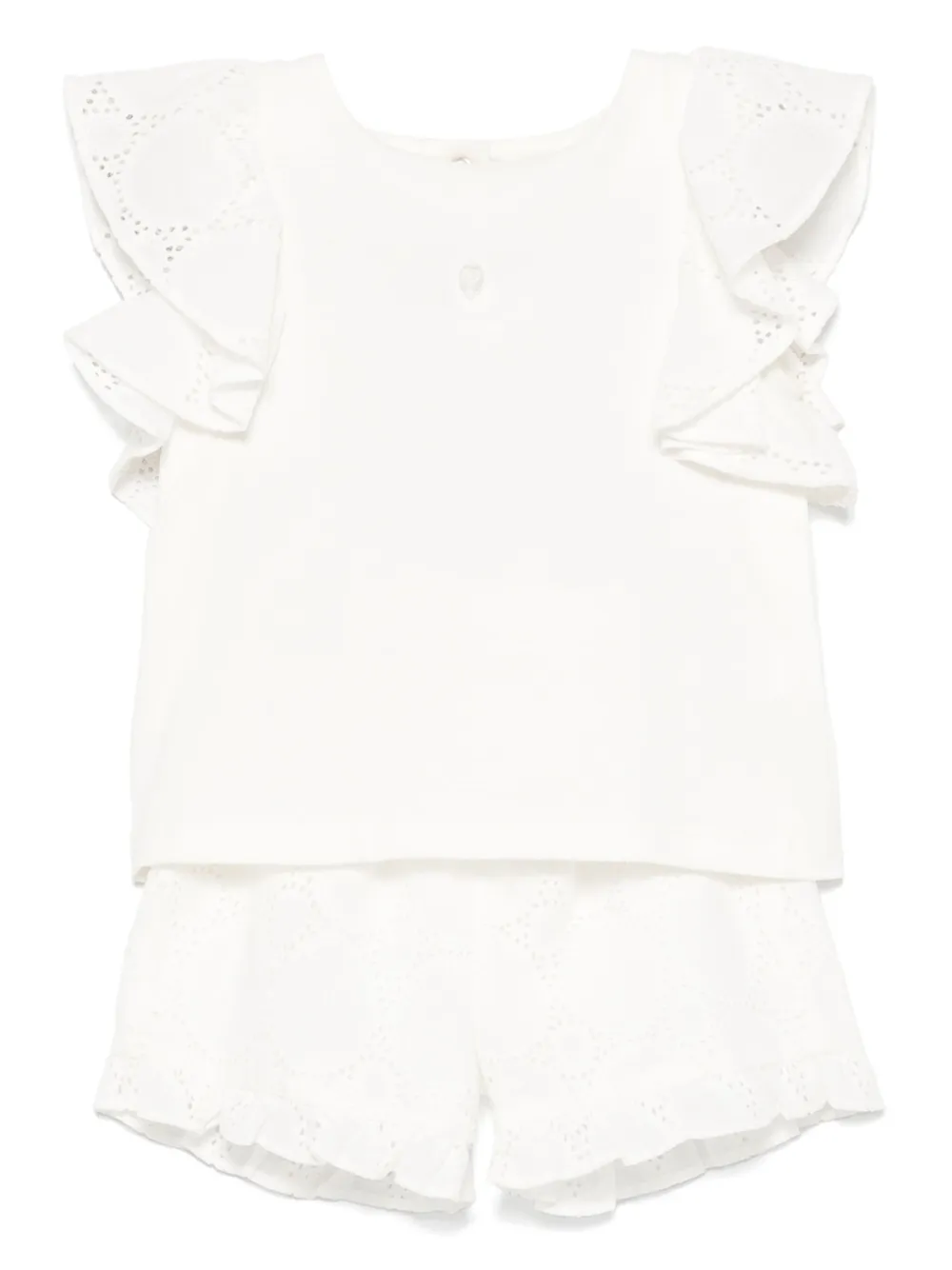 Patachou Broderie anglaise top en shorts Wit