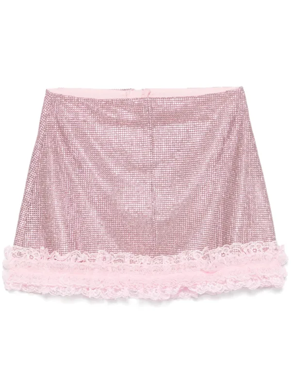ミニスカート Self Portrait Embellished Fabric Mini Skirt Self-Portrait crystal-embellished Mini Skirt | Pink