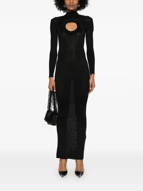 【self-portrait】ロングドレス ニット カットアウト ブラック Self-Portrait カットアウト ニットドレス | ブラック | FARFETCH JP