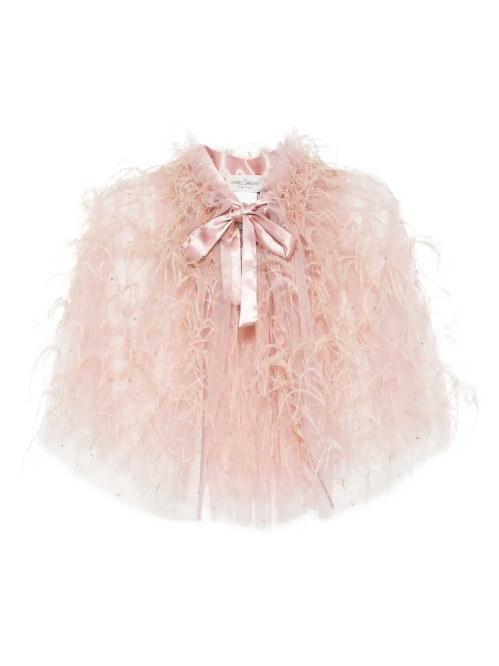 Isabel Sanchis tulle feather capelet | Pink | Image 1