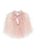 Isabel Sanchis tulle feather capelet - Pink