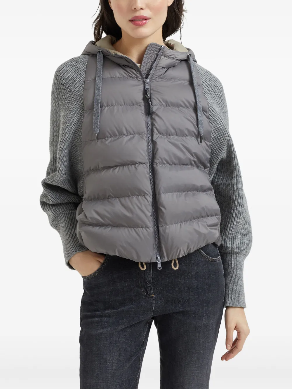 Brunello Cucinelli Gewatteerd jack Grijs