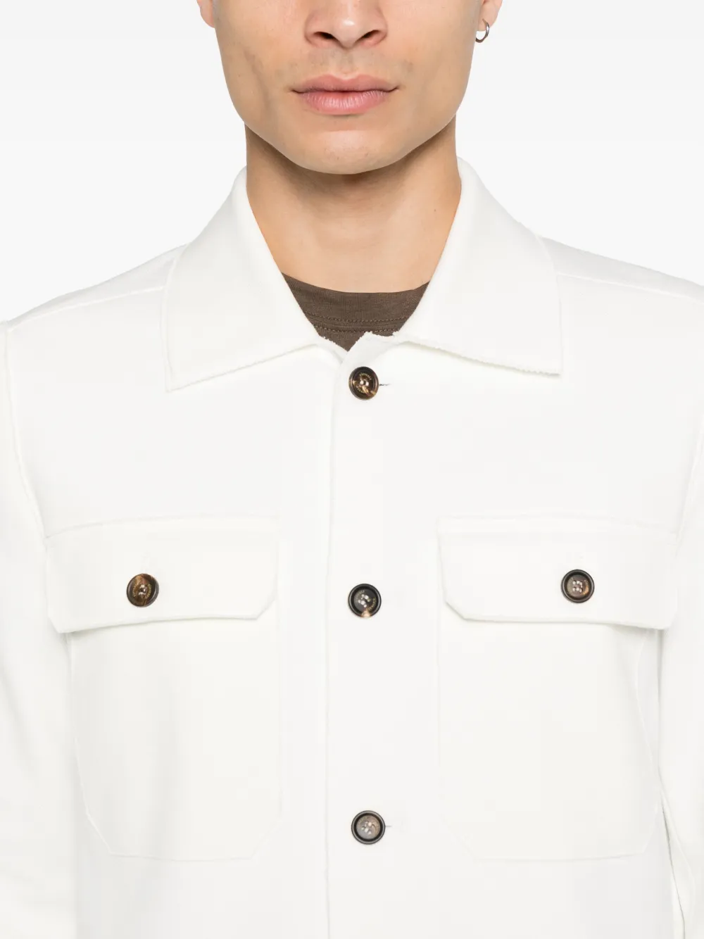 Eleventy Shirtjack met klassieke kraag Wit