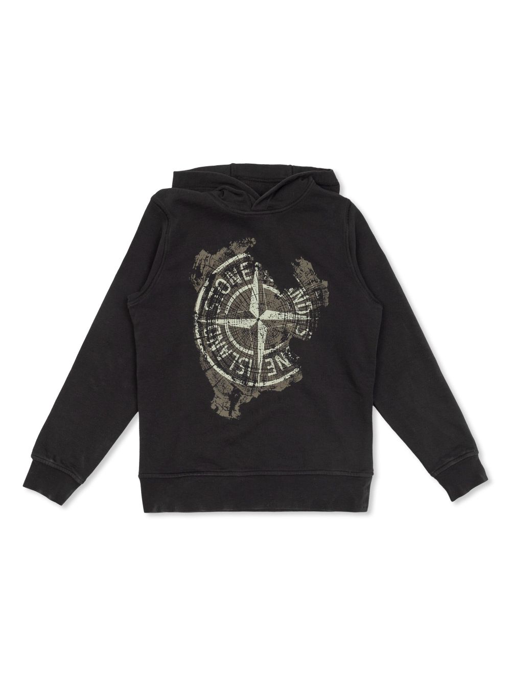 Stone Island Junior Compass-print hoodie - Black