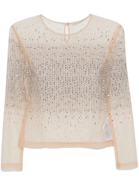 Ermanno Scervino tulle crystal-embellished top