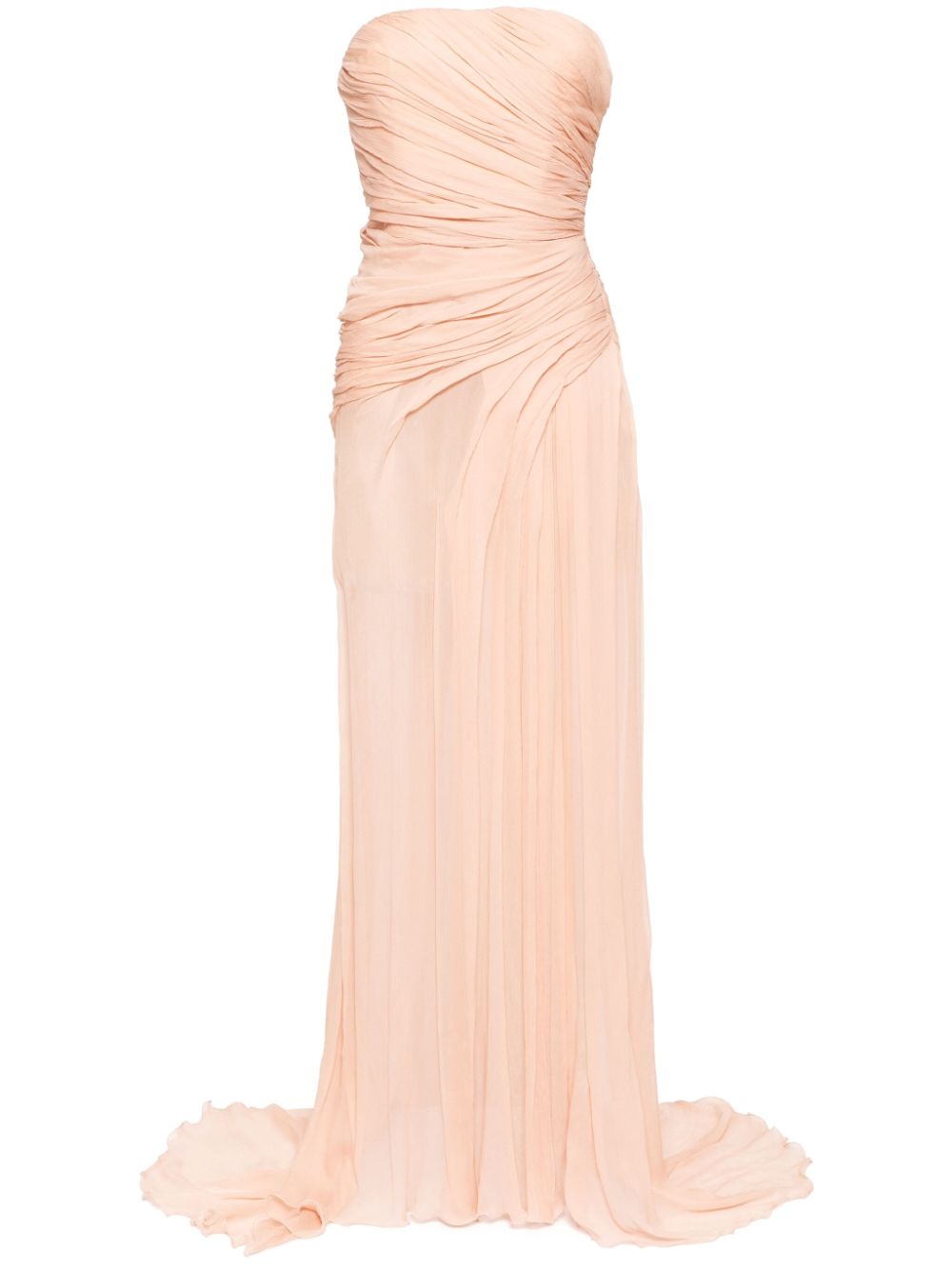 strapless draped gown