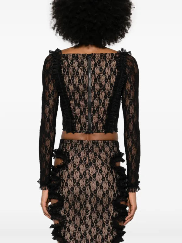 Tシャツ・カットソー SELF PORTRAIT Christopher kane lace top Self-Portrait x Christopher Kane Lace Ruffle Top | Black