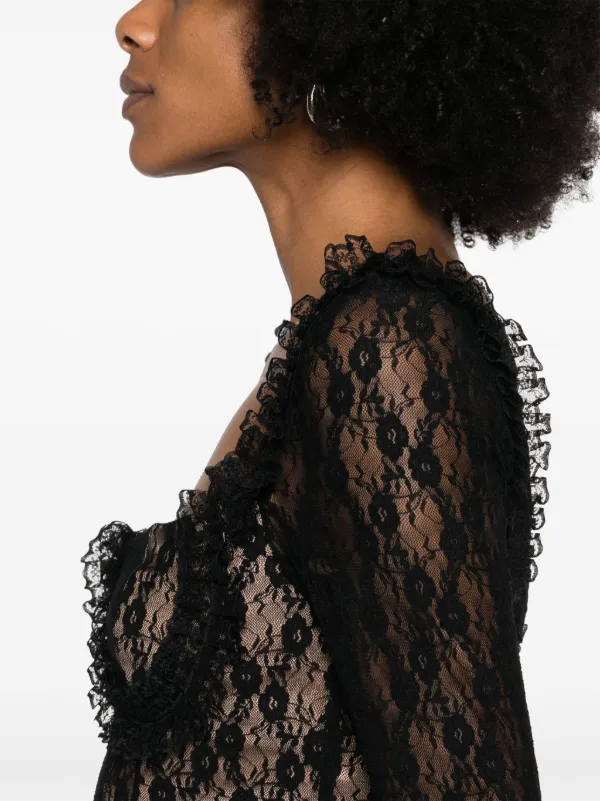 Tシャツ・カットソー SELF PORTRAIT Christopher kane lace top self-portrait x Christopher Kane Lace Ruffle Top in Black | FWRD