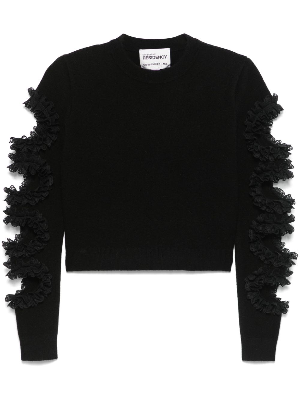 Self-Portrait x Christopher Kane cut-out lace-detail jumper – Black