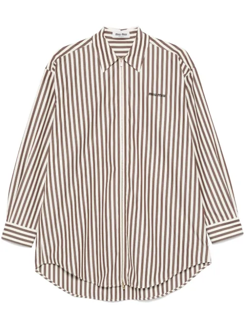 Miu Miu chemise à rayures - Marron - Miu Miu - Modalova