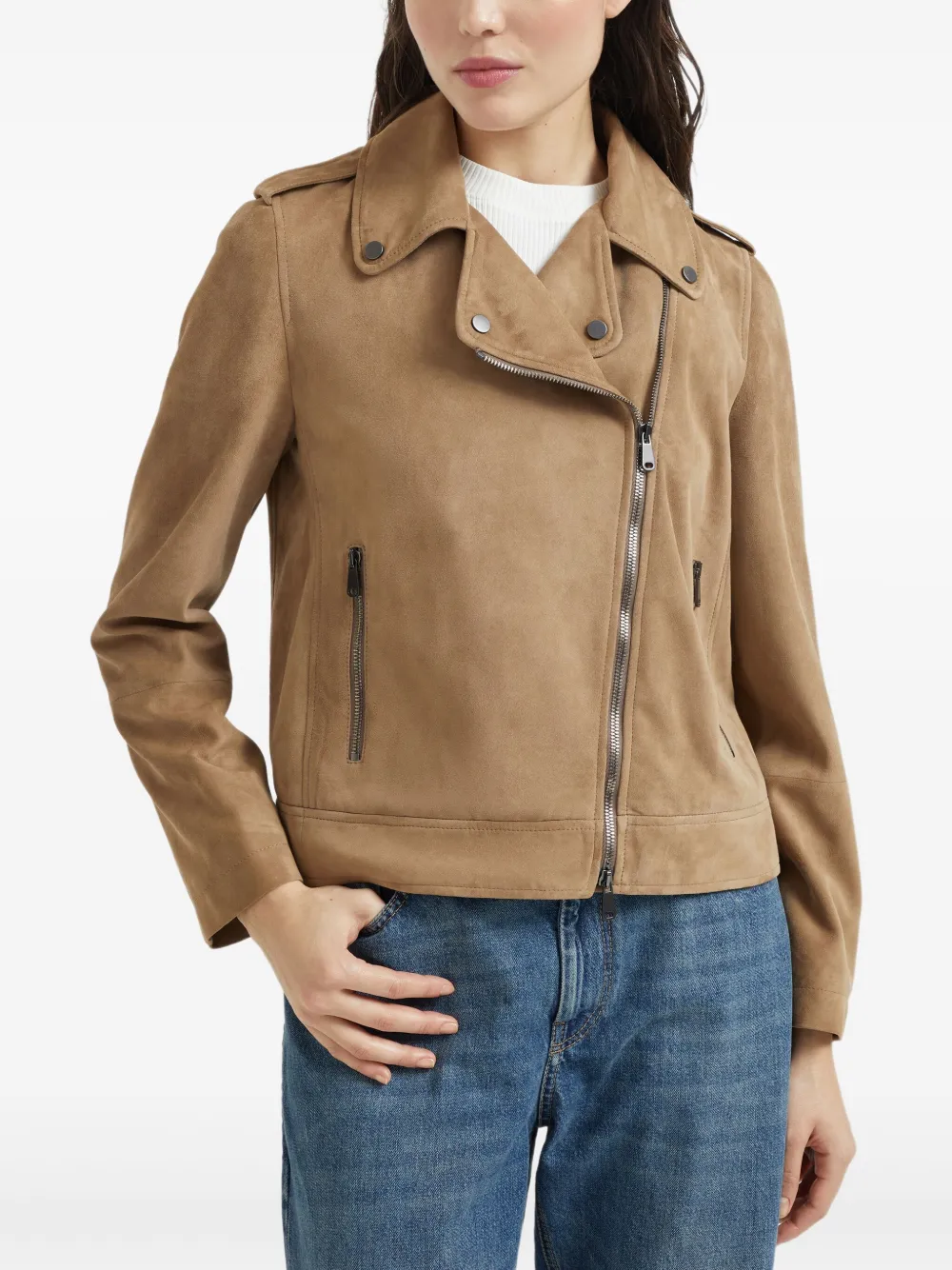 Brunello Cucinelli Leren jack Bruin