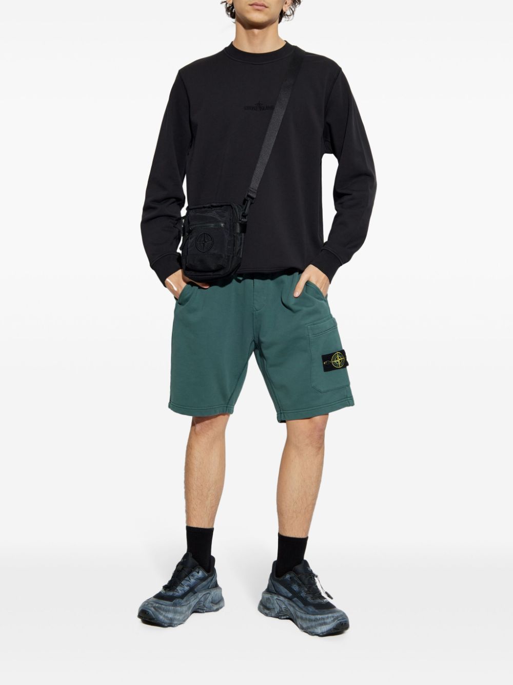 Stone Island Compass-badge track shorts - Groen