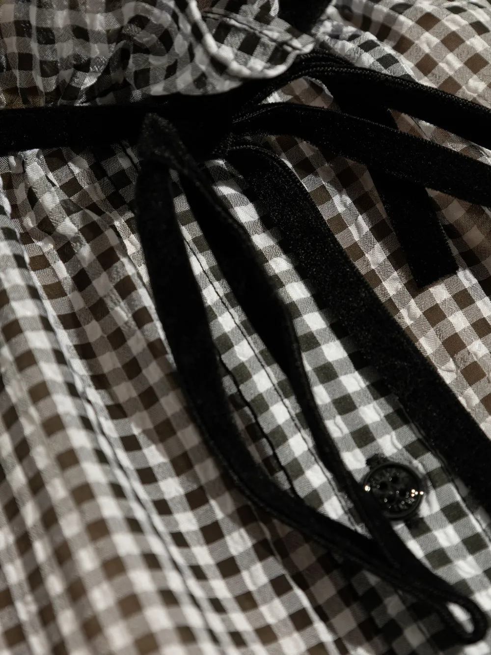 GANNI Doorzichtige geruite blouse Zwart